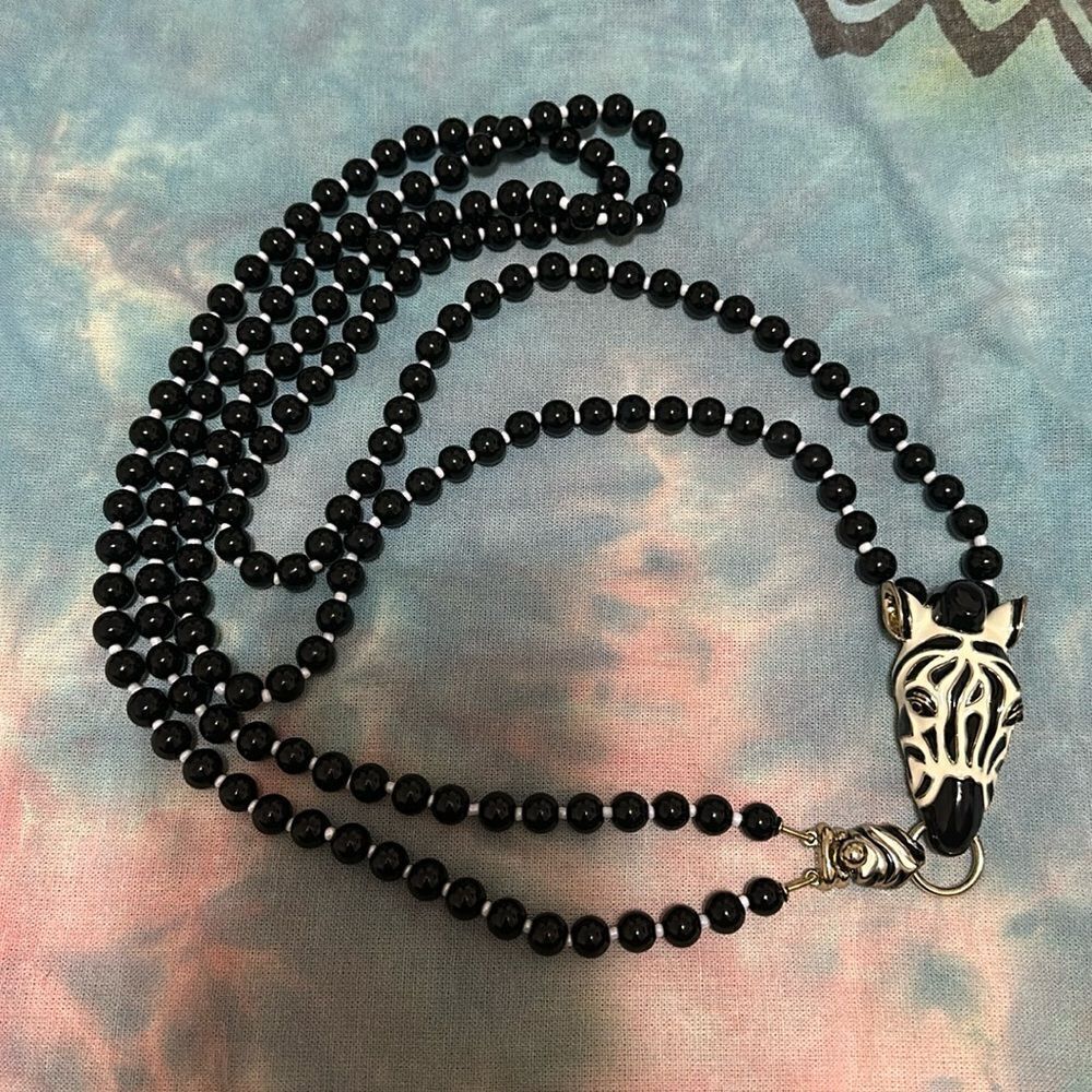 Vintage Zebra Double Strand Heavy Duty Necklace Talbots?